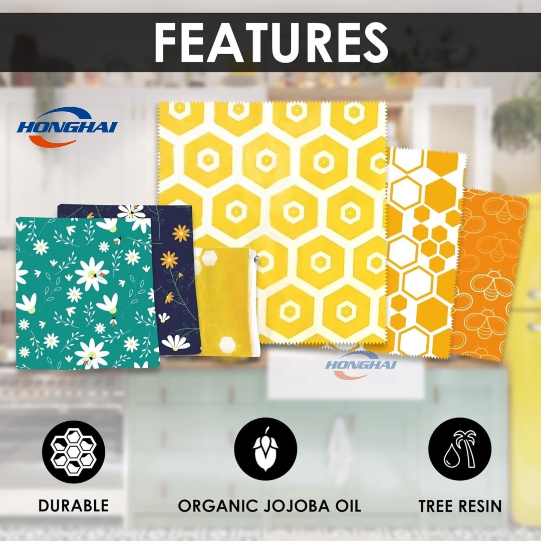 Beeswax Food Wrap and Bags - 6 Piece Set - Eco-Friendly, Reusable, Organic