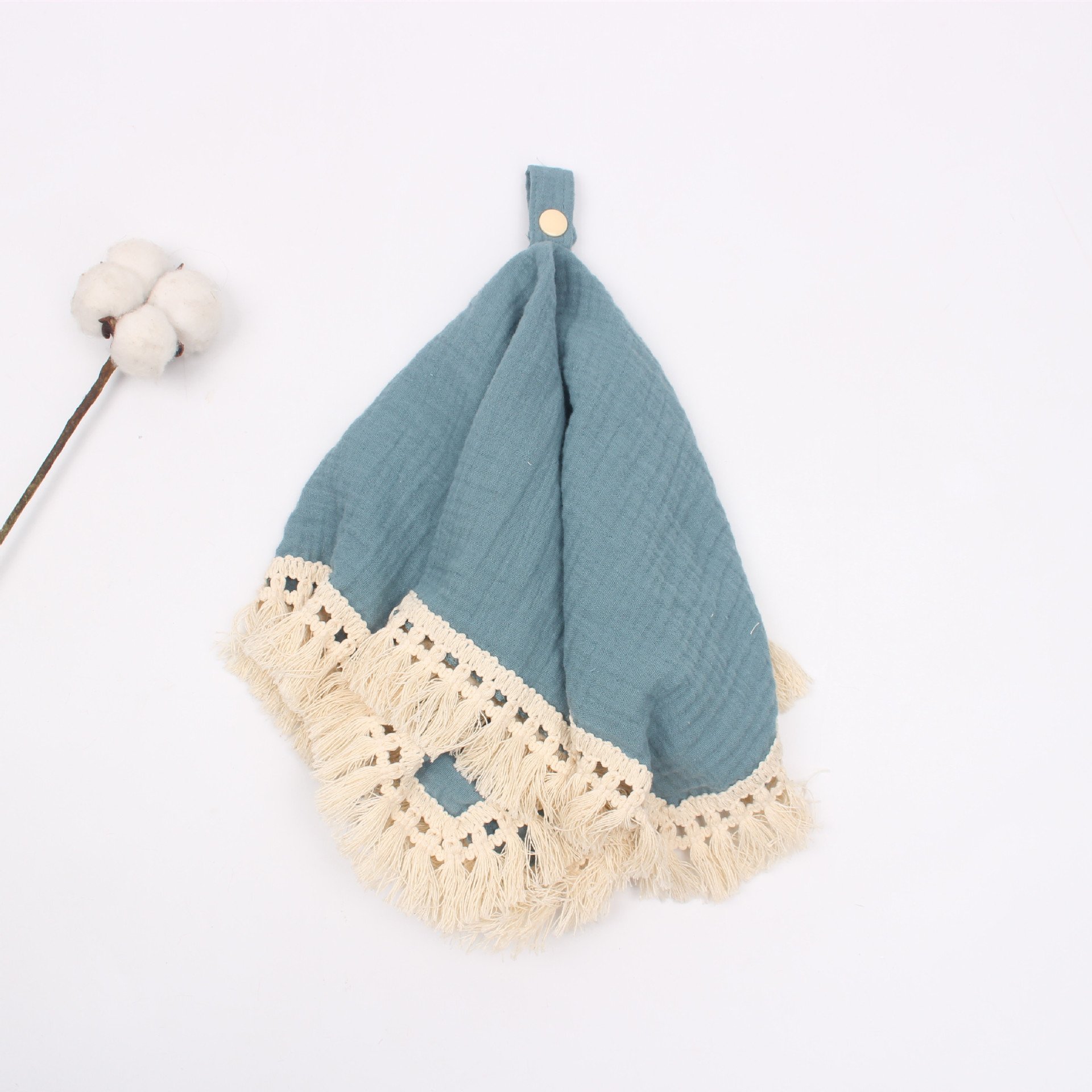 Baby Comforter Blanket Towel Bib Muslin Cotton Newborn Snap Burp Cloths Handkerchief Towel Baby Tassel Pacifier Snap Blanket