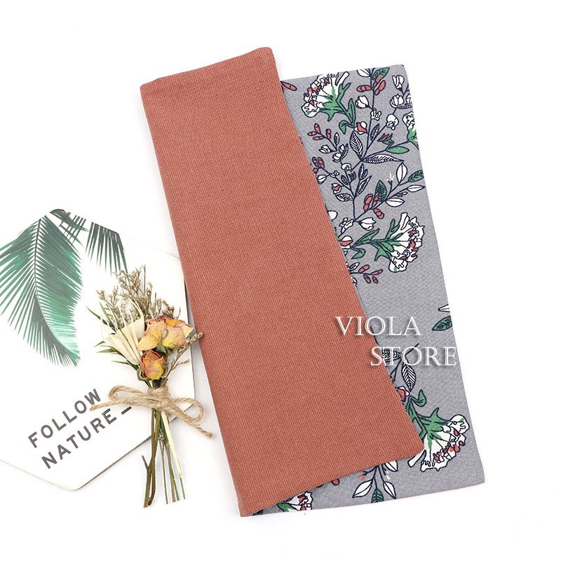 Floral Solid Double-Side Handkerchief 100% Cotton Hankie 25cm Women&Men Casual Daily Party Wedding Pocket Square Gift Accessory