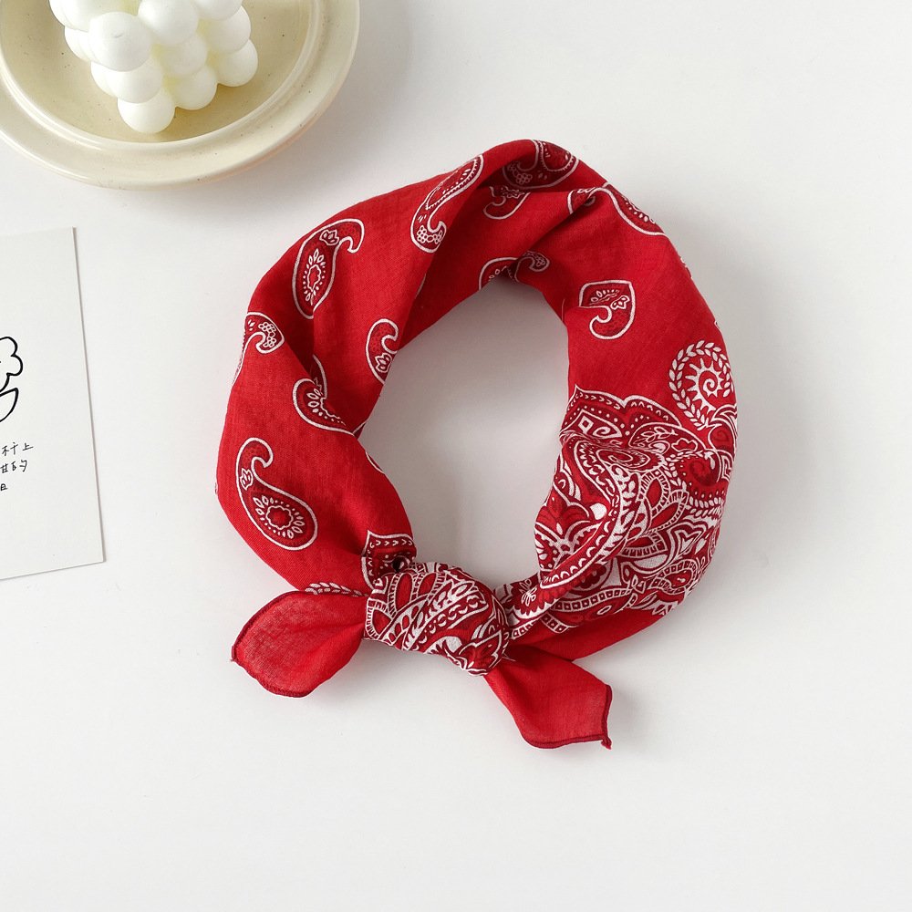New cotton silk scarf small square scarf women's handkerchiefs versatile cashew printing cotton