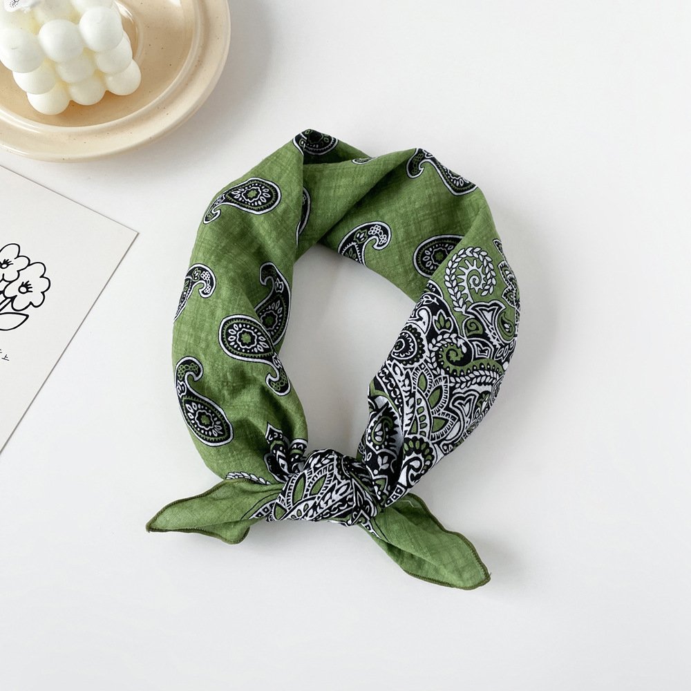 New cotton silk scarf small square scarf women's handkerchiefs versatile cashew printing cotton