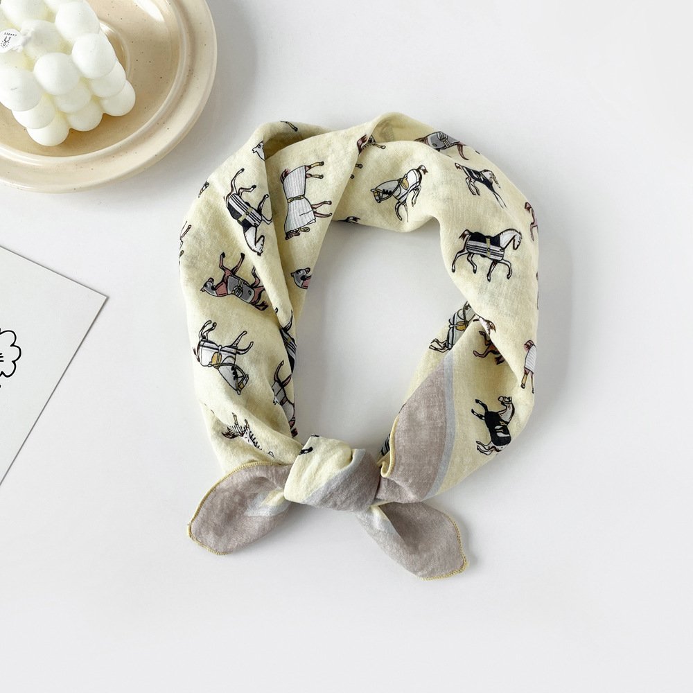 New cotton silk scarf small square scarf women's handkerchiefs versatile cashew printing cotton