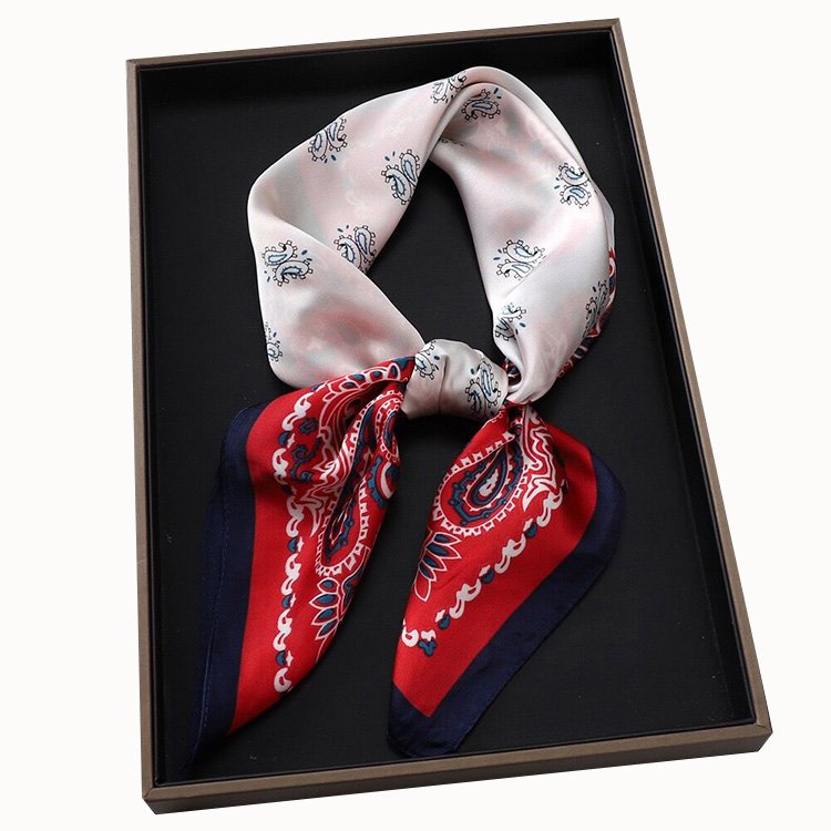 2024 New design women 70*70cm luxury silk square handkerchief scarves for ladies Printing SilkHead Scarf For Women