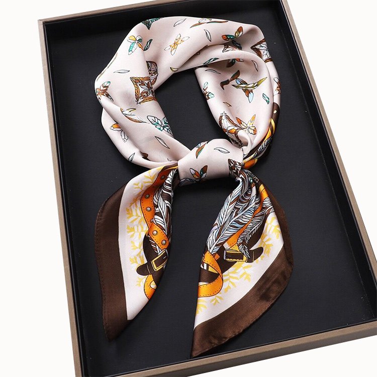 2024 New design women 70*70cm luxury silk square handkerchief scarves for ladies Printing SilkHead Scarf For Women