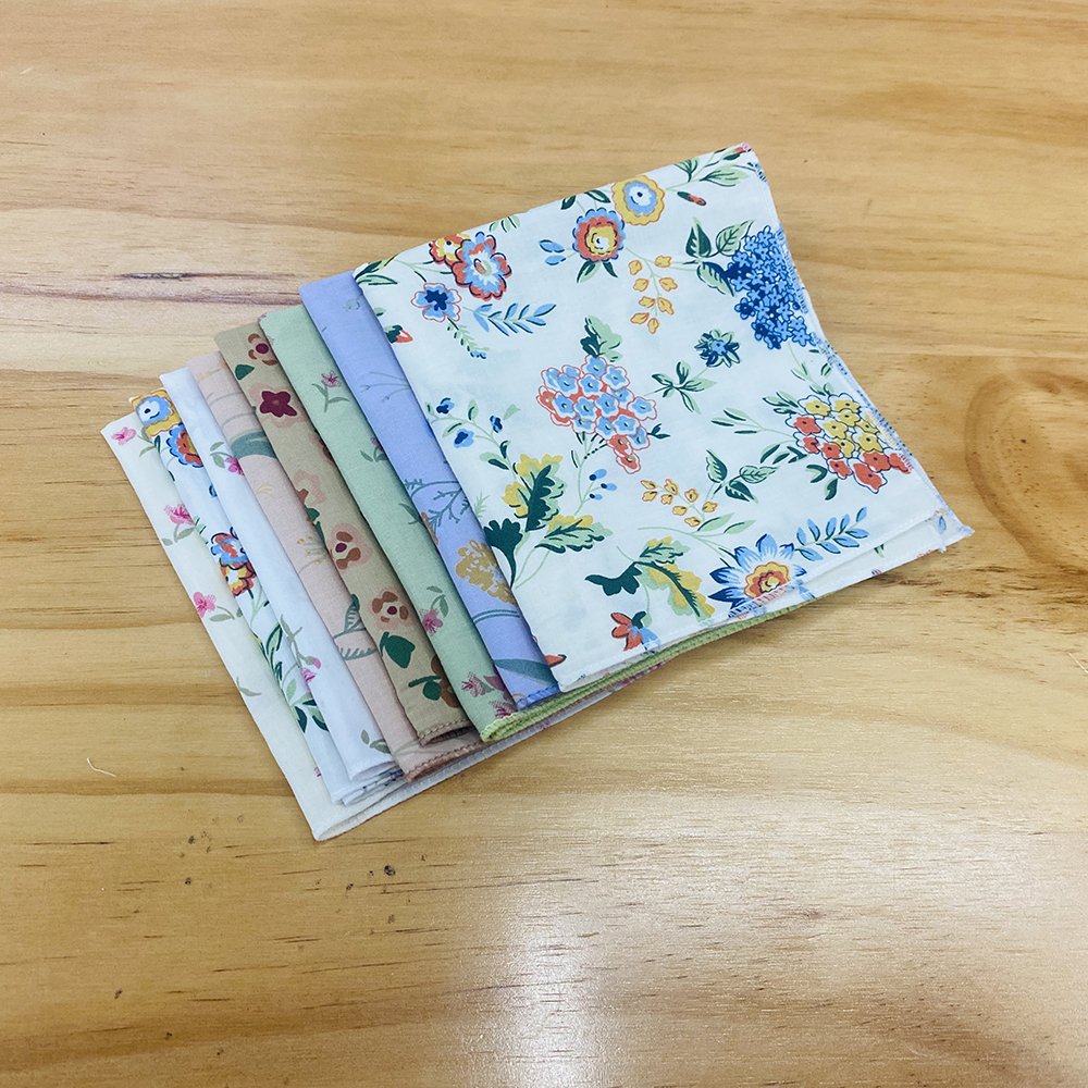 FUBU 2024 New Pattern Printed handkerchief 10Inches 100% Pure Cotton Tea Cloth Flower Printed Small hanky for Kid