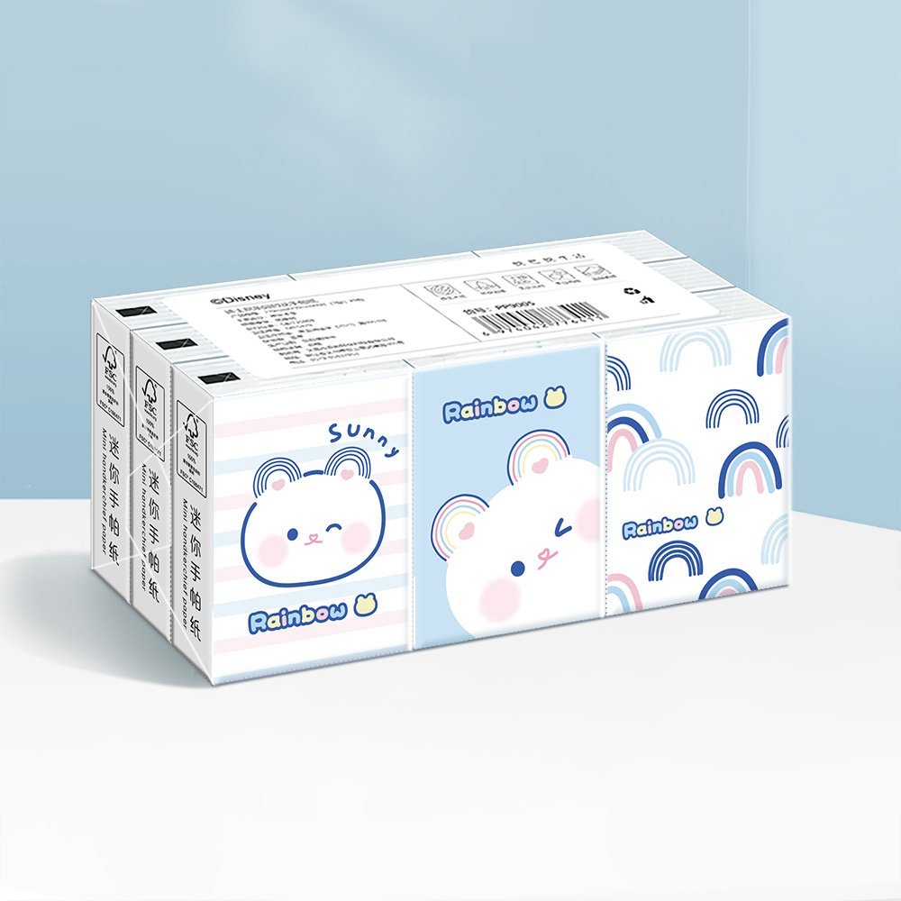 FSC Mini Bear Pocket Tissues Travel Tissues Cute Bear Dry & Wet Dual Purpose Paper Handkerchief Portable Tissue