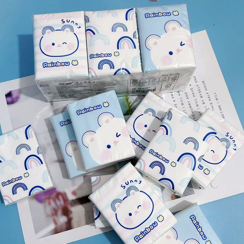 FSC Mini Bear Pocket Tissues Travel Tissues Cute Bear Dry & Wet Dual Purpose Paper Handkerchief Portable Tissue