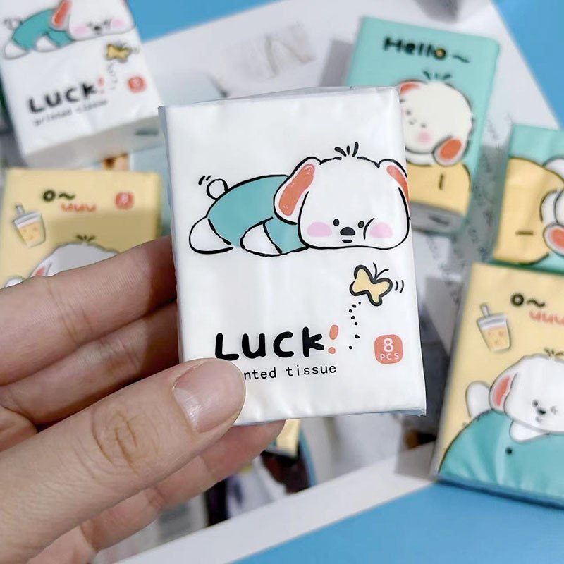 FSC Mini Bear Pocket Tissues Travel Tissues Cute Bear Dry & Wet Dual Purpose Paper Handkerchief Portable Tissue