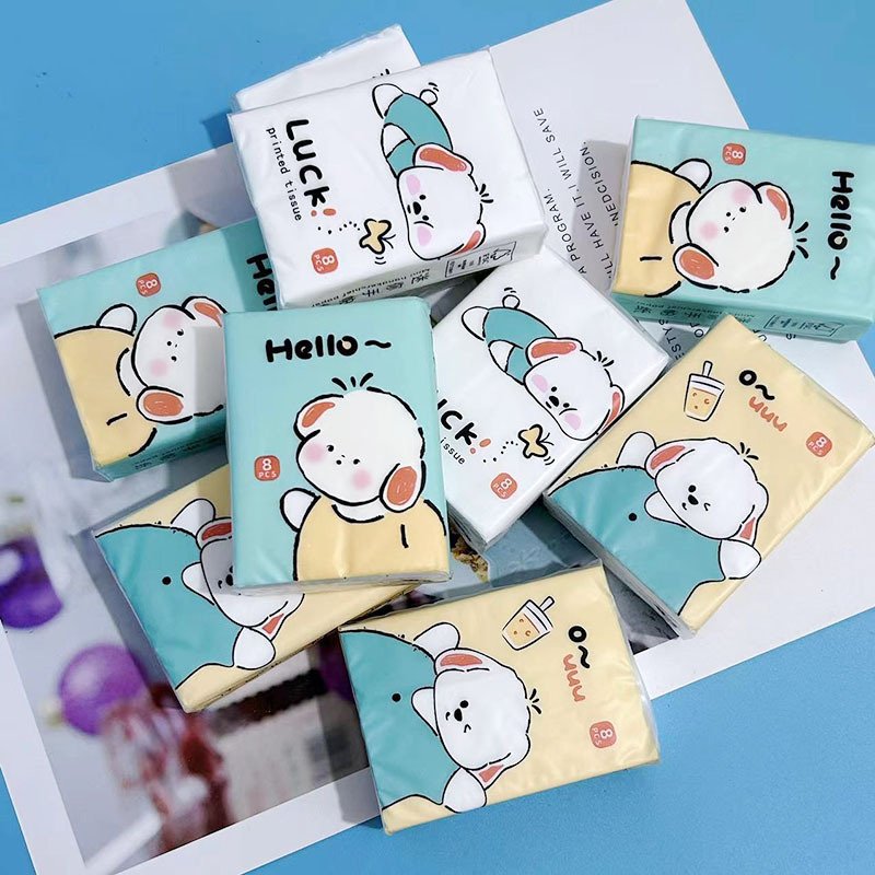 FSC Mini Bear Pocket Tissues Travel Tissues Cute Bear Dry & Wet Dual Purpose Paper Handkerchief Portable Tissue