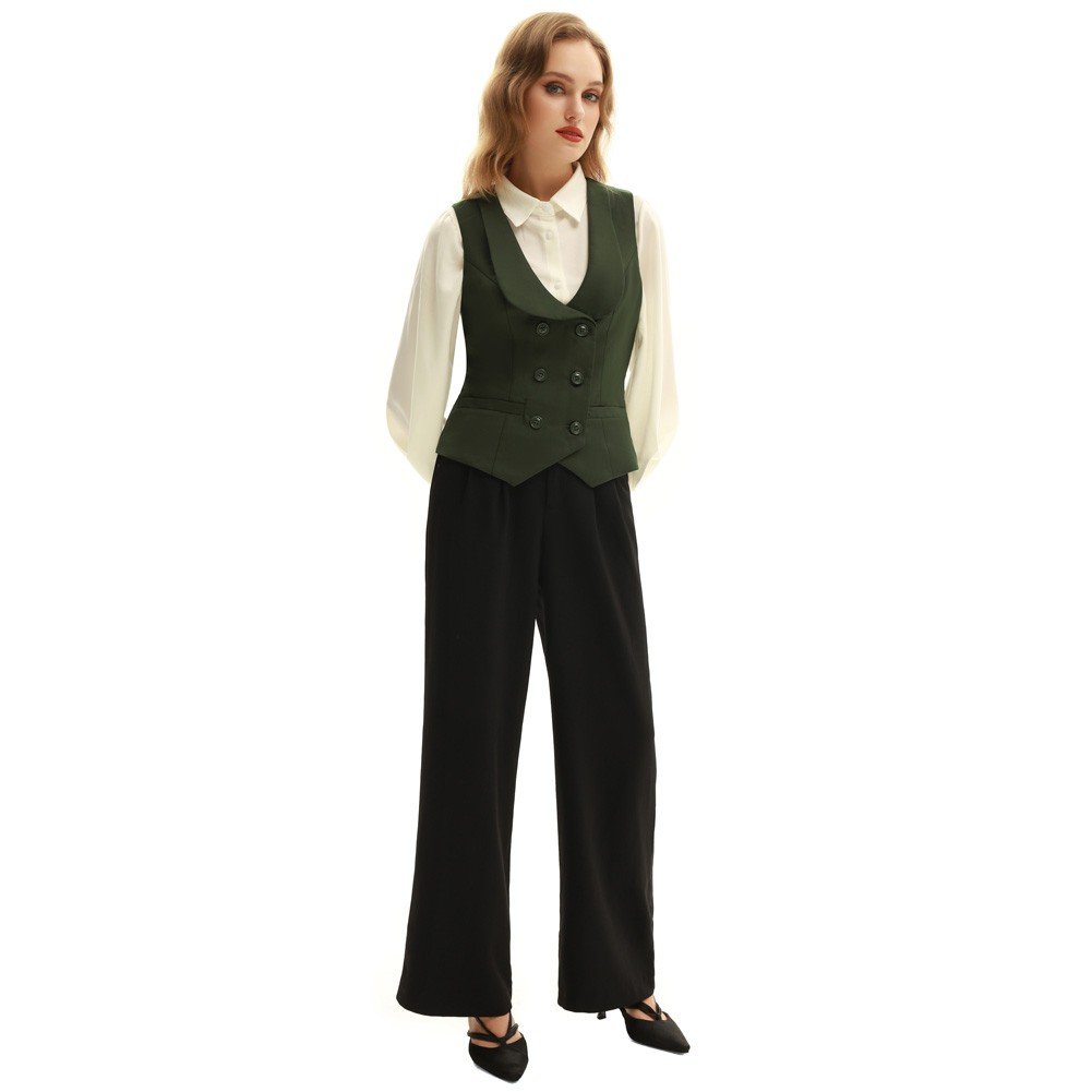 OEM Vintage Double Breasted Deep V-Neck Handkerchief Hem Coat Blazers Women'S Vests Femme