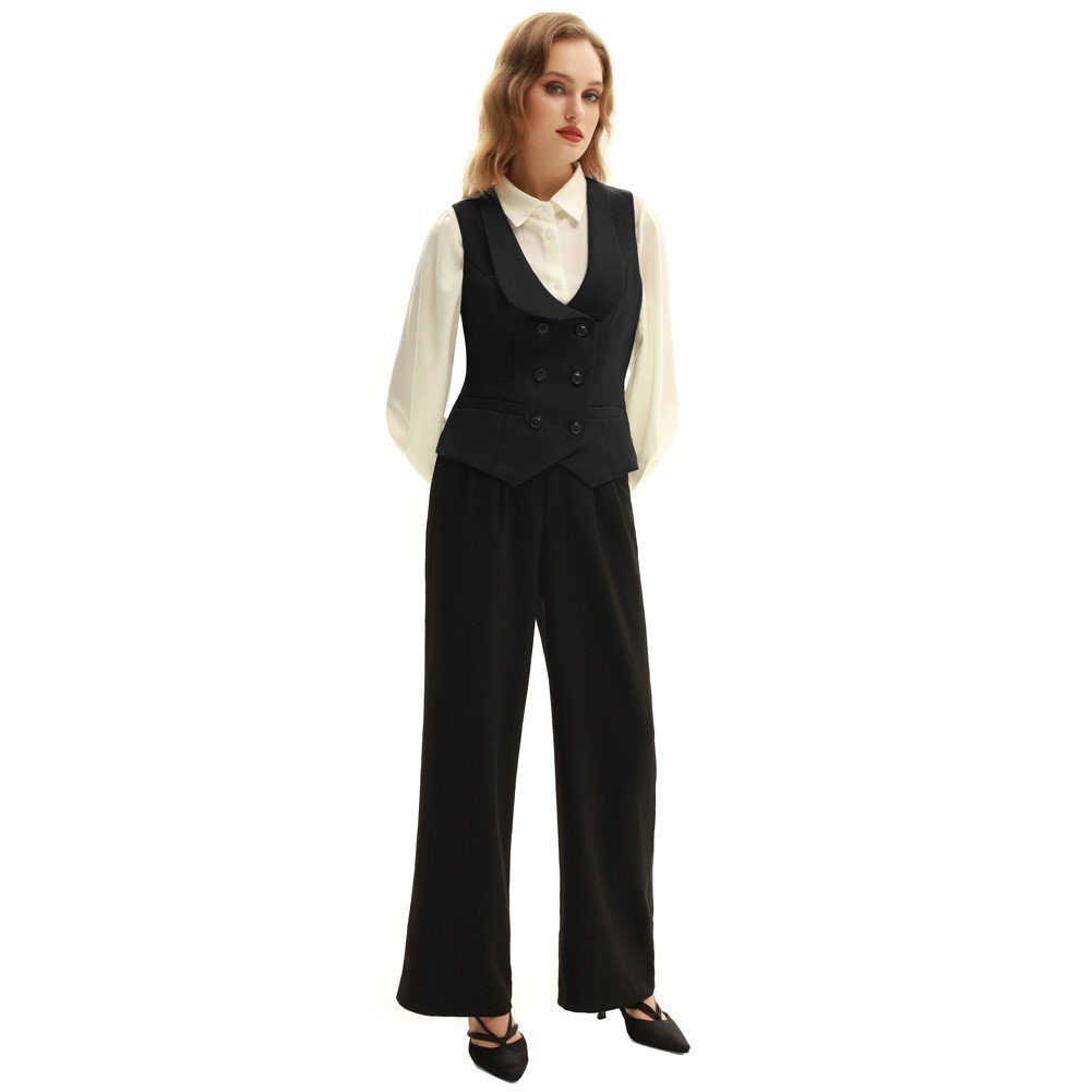OEM Vintage Double Breasted Deep V-Neck Handkerchief Hem Coat Blazers Women'S Vests Femme