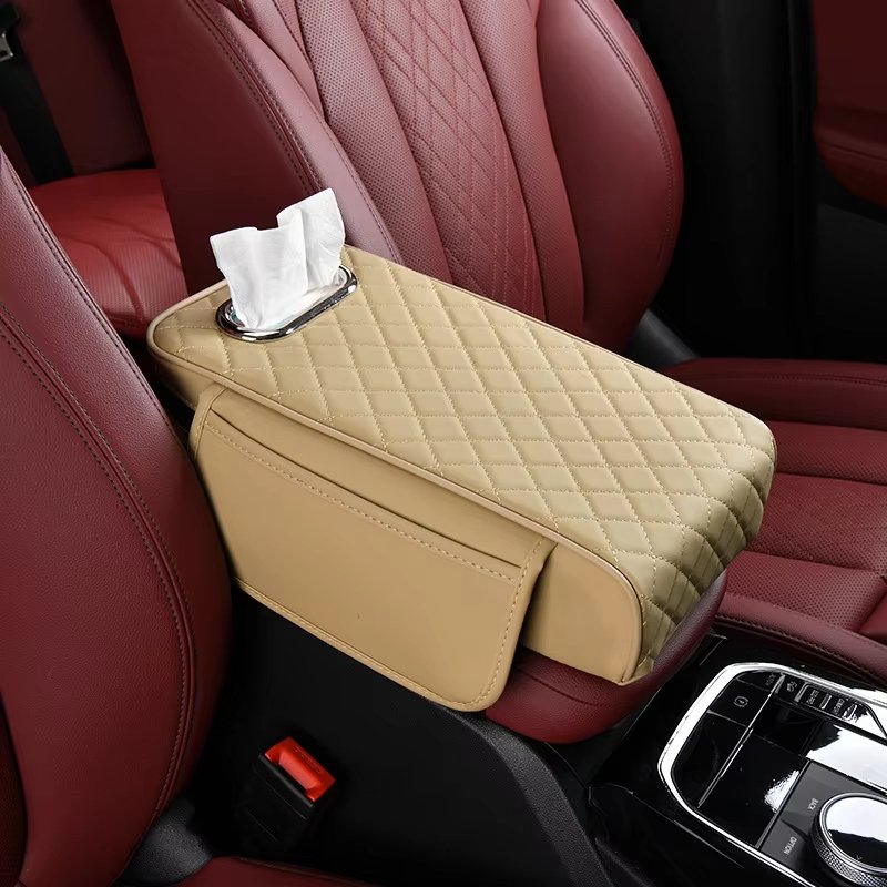 Memory Foam Car Center Console Box Cover Leather Armrest Storage Box Protector Car Armrest Pad