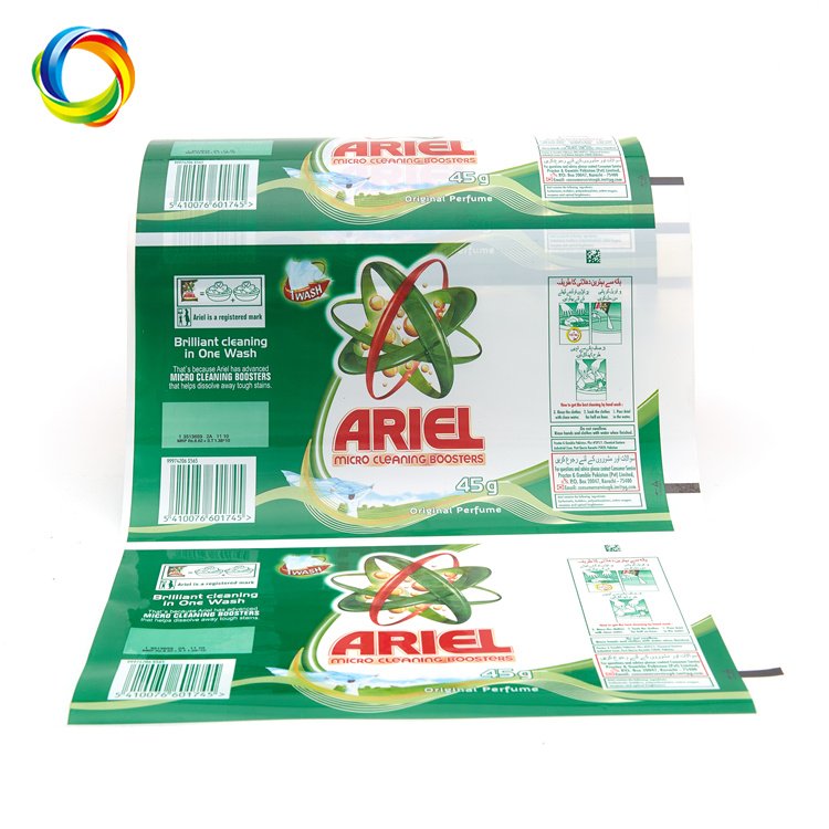 Custom Printing Logo Aluminum Composite PET Packaging Biodegradable Automatic Packing Roll Film For Laundry Detergent Powder