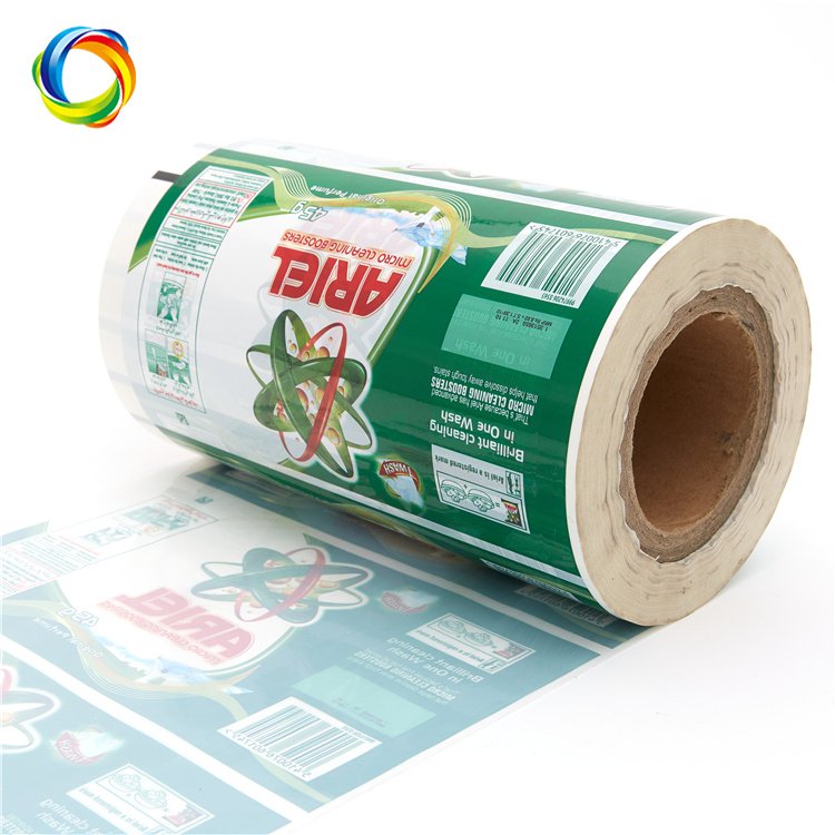 Custom Printing Logo Aluminum Composite PET Packaging Biodegradable Automatic Packing Roll Film For Laundry Detergent Powder