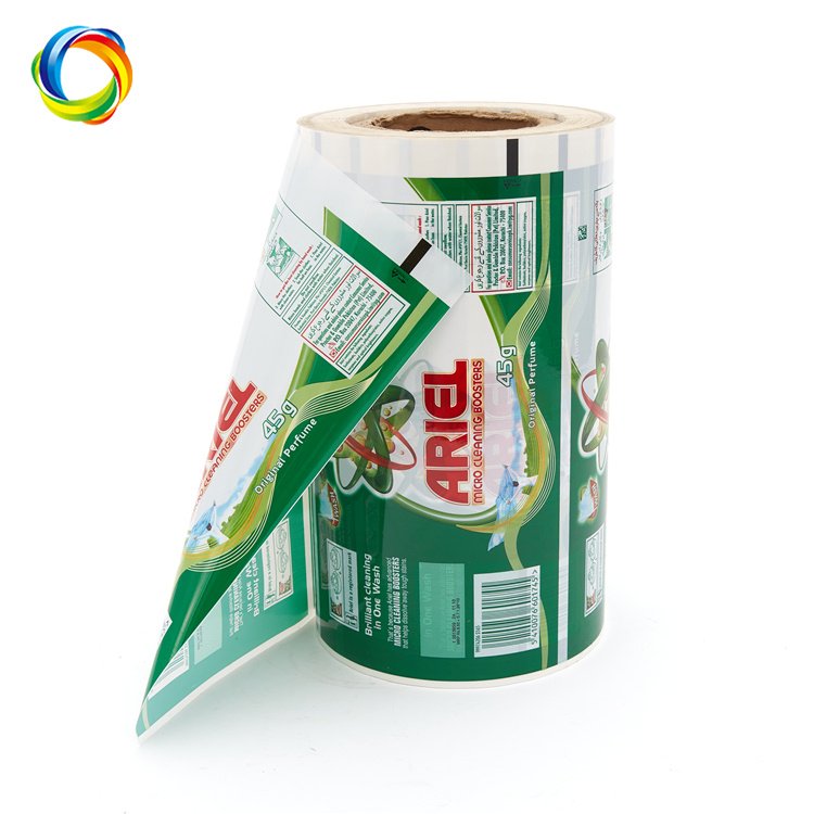 Custom Printing Logo Aluminum Composite PET Packaging Biodegradable Automatic Packing Roll Film For Laundry Detergent Powder