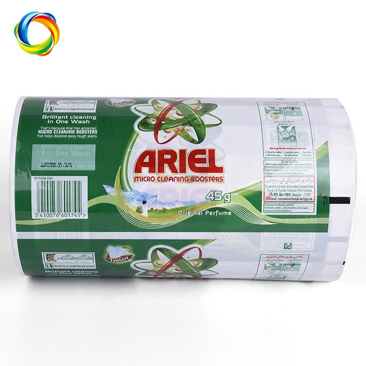 Custom Printing Logo Aluminum Composite PET Packaging Biodegradable Automatic Packing Roll Film For Laundry Detergent Powder