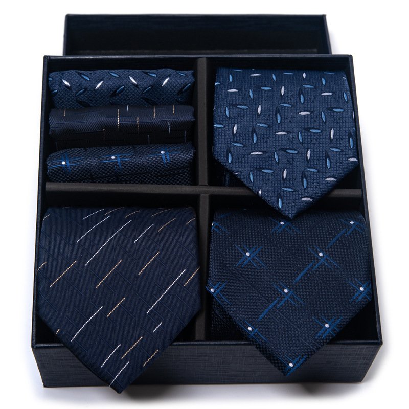 Mens Ties and Pocket Square Sets Business Elegant Ties for Men Classic Lot 3 Pcs Wedding Party Neckties & Handkerchief