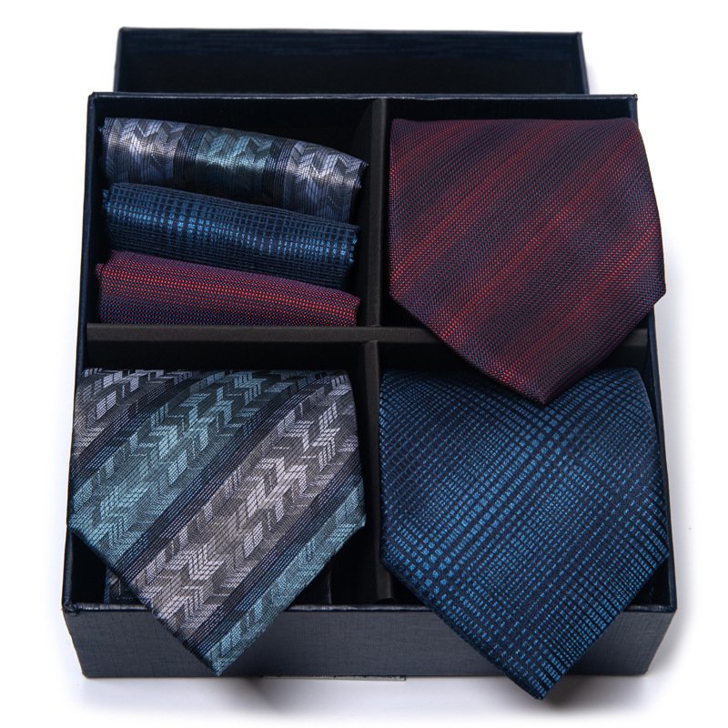 Mens Ties and Pocket Square Sets Business Elegant Ties for Men Classic Lot 3 Pcs Wedding Party Neckties & Handkerchief