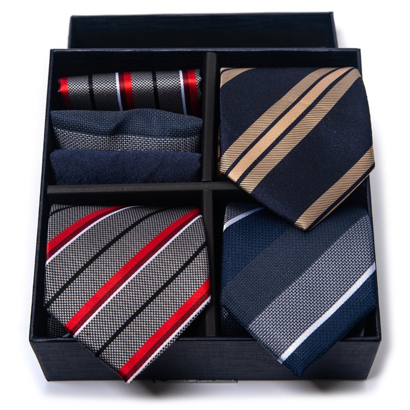 Mens Ties and Pocket Square Sets Business Elegant Ties for Men Classic Lot 3 Pcs Wedding Party Neckties & Handkerchief