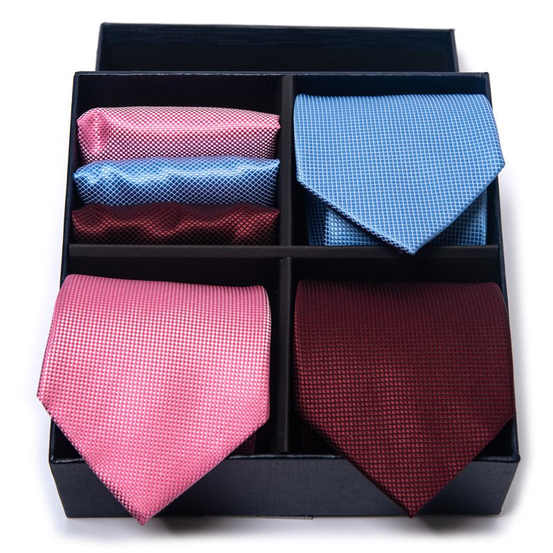 Mens Ties and Pocket Square Sets Business Elegant Ties for Men Classic Lot 3 Pcs Wedding Party Neckties & Handkerchief