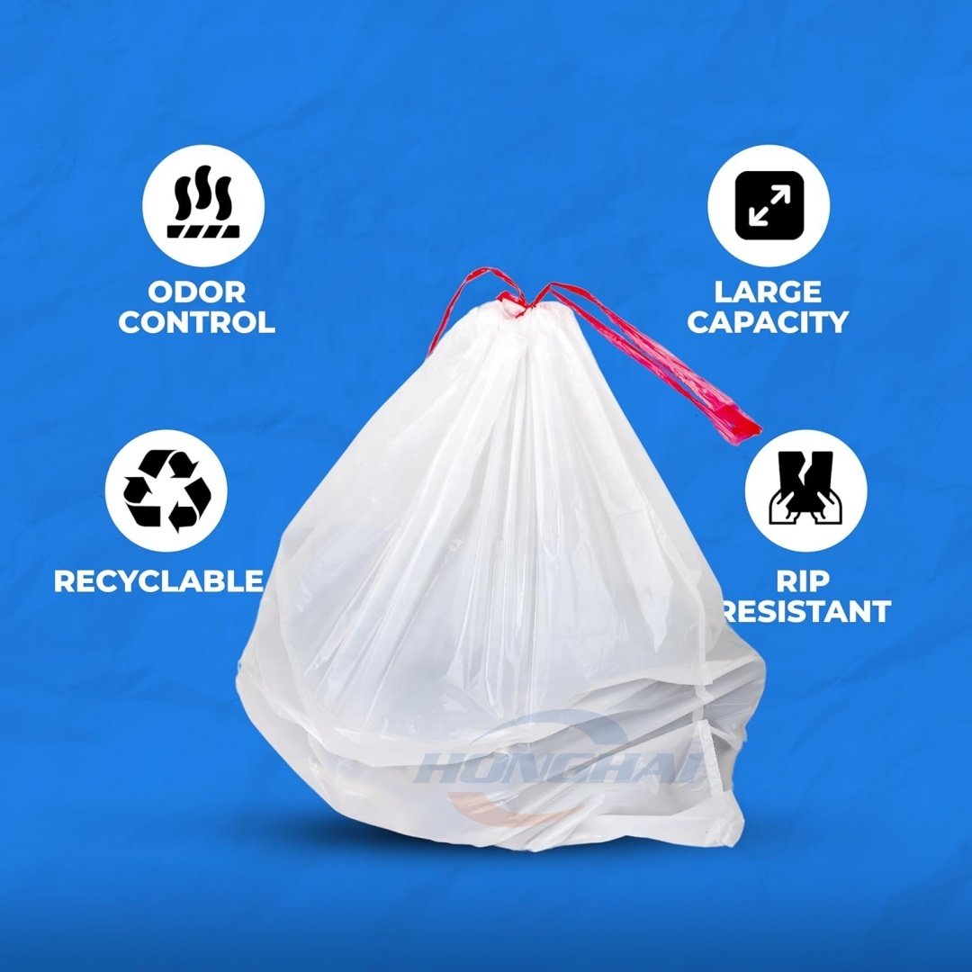 Drawstring Trash Bags 13 Gallon,Drawstring Dustbin Trash Sack Garbage Bag On Roll,Drawstring Garbage Bag Factory Price