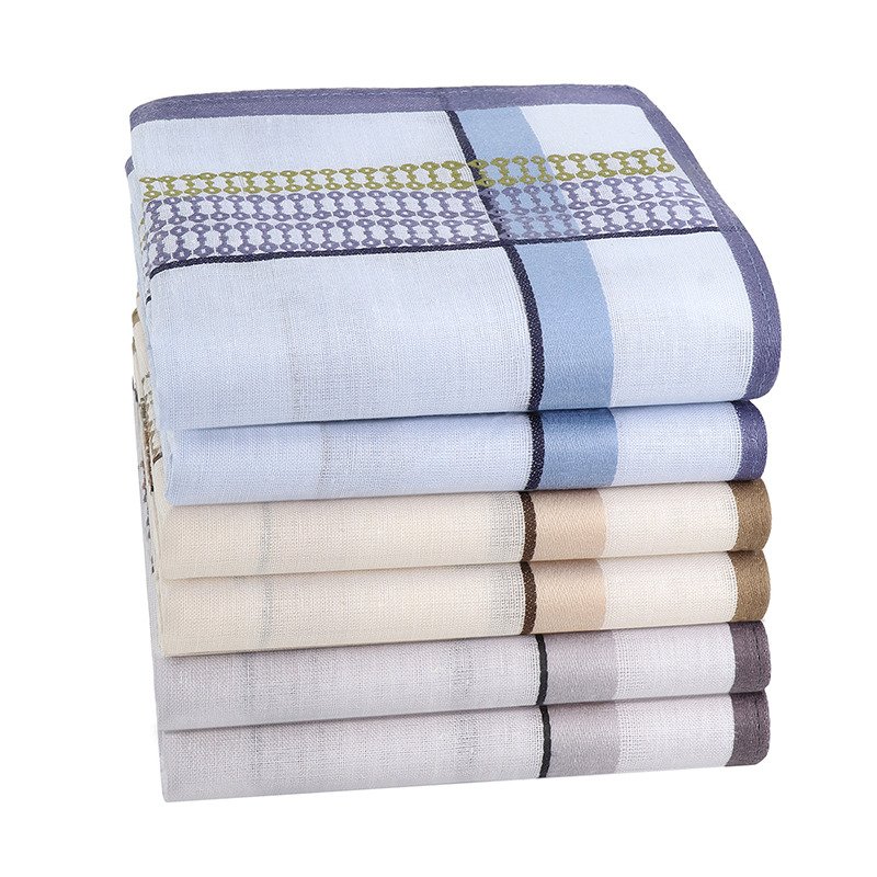 Men Handkerchief Cotton Square Dark Grid Mixed Tri-Color Classic Vintage Business Checked Multicolor Gentleman Pocket
