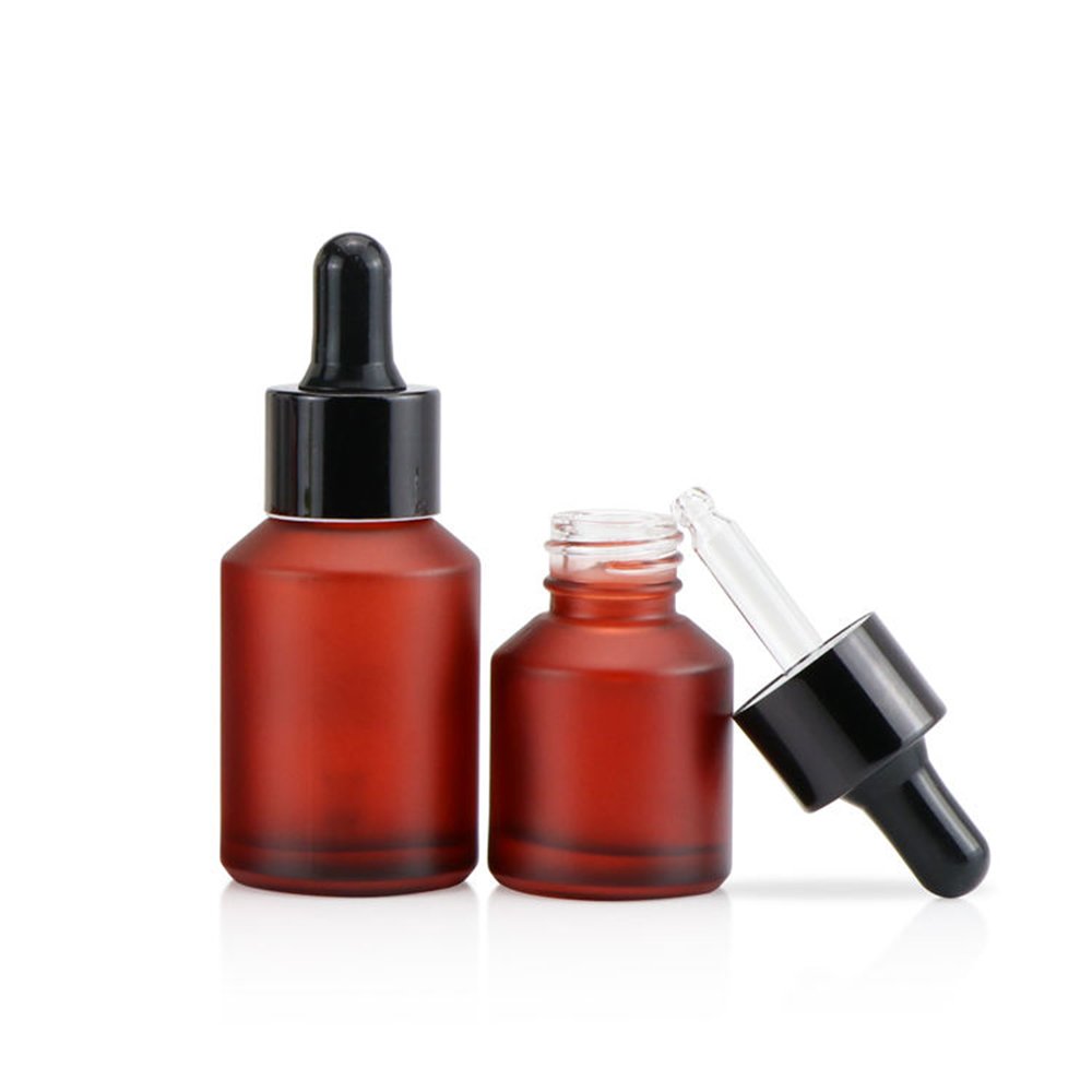 Wholesale Amber Brown Clear Matte Black Oblique Shoulder Essential Serum Oil Glass Dropper Bottle 1oz 15ml 30ml 50ml 120ml