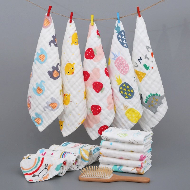 Baby Bath Towel Muslin Gauze Cotton Towels Handkerchief For Newborn Bib Kids Feeding Burp Cloth Scarf Face Washcloth Wash Stuff