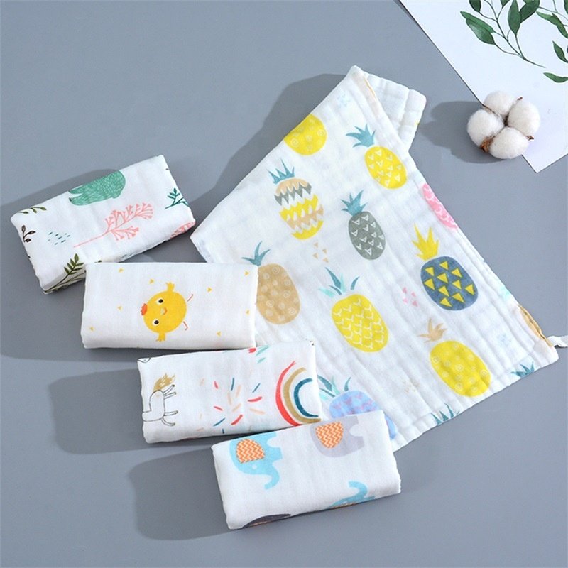 Baby Bath Towel Muslin Gauze Cotton Towels Handkerchief For Newborn Bib Kids Feeding Burp Cloth Scarf Face Washcloth Wash Stuff