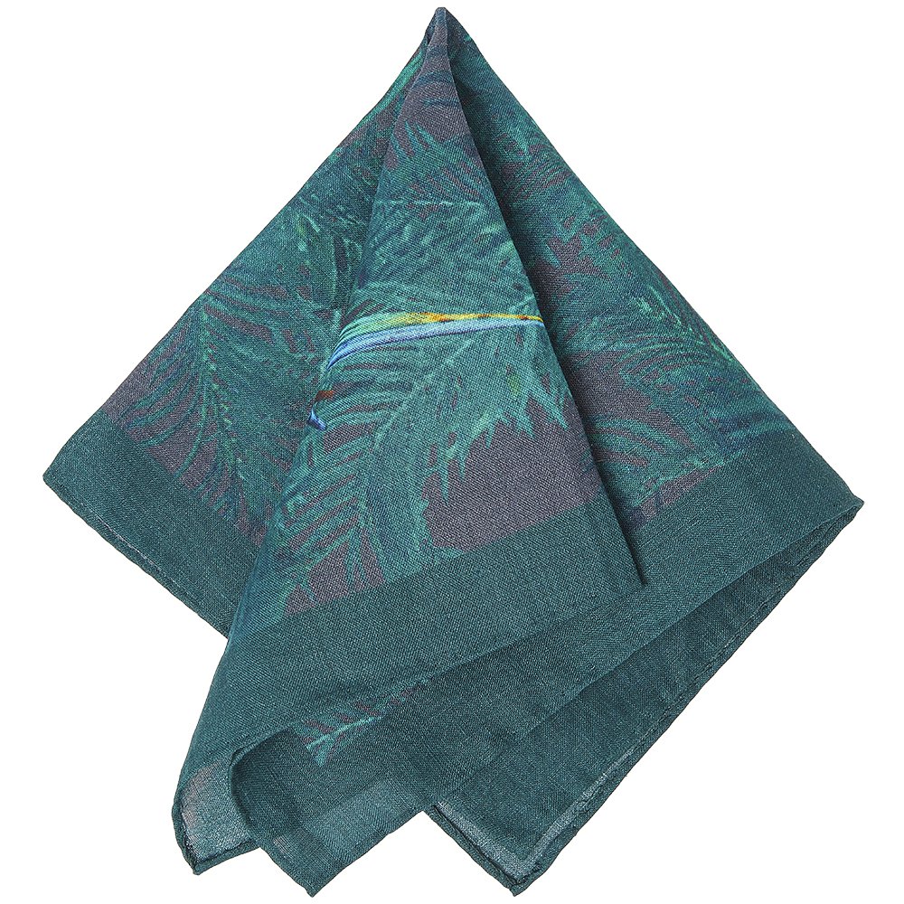 Digital Print Birds On Bamboo Pattern Custom Pure Linen Pocket Squares Handkerchief With Emitated Hand-rolled Hemming