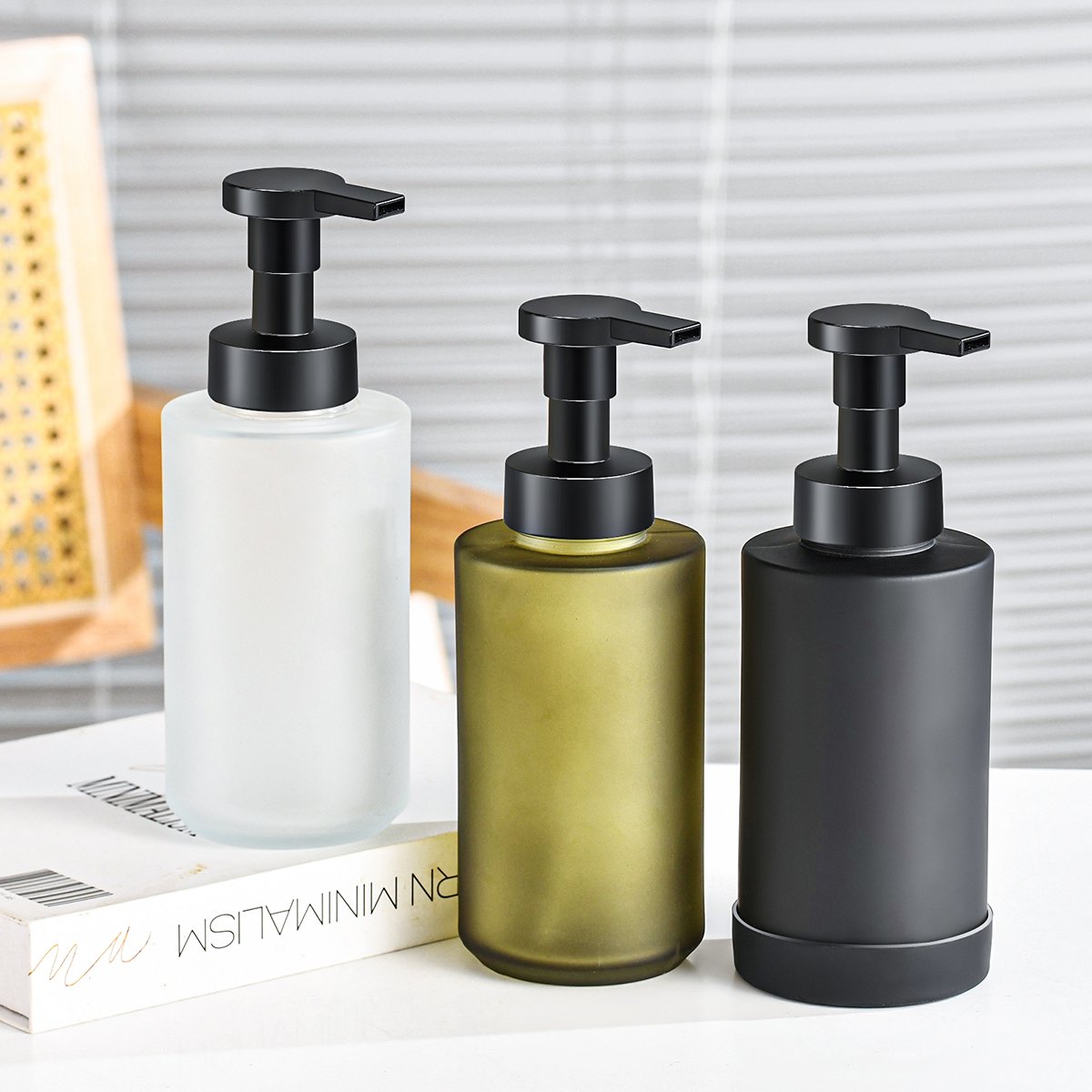 Custom Logo 350ml Glass Foaming Pump Bottle 500ml Cleansing Facial Bottle Empty Foam Bottle With Packing For Personal Care