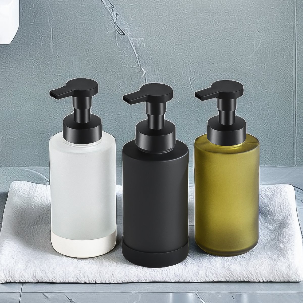 Custom Logo 350ml Glass Foaming Pump Bottle 500ml Cleansing Facial Bottle Empty Foam Bottle With Packing For Personal Care