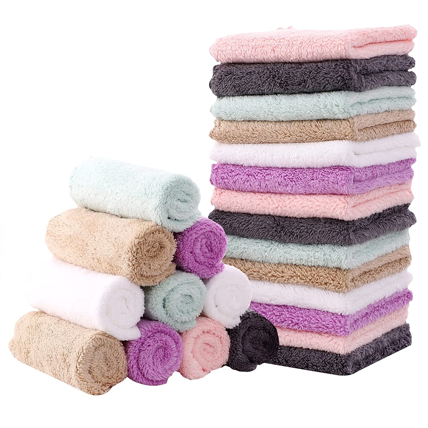 Extra Absorbent Soft custom Logo Multifunction Microfiber Coral Fleece Handkerchief Hand Towel Baby Washcloths