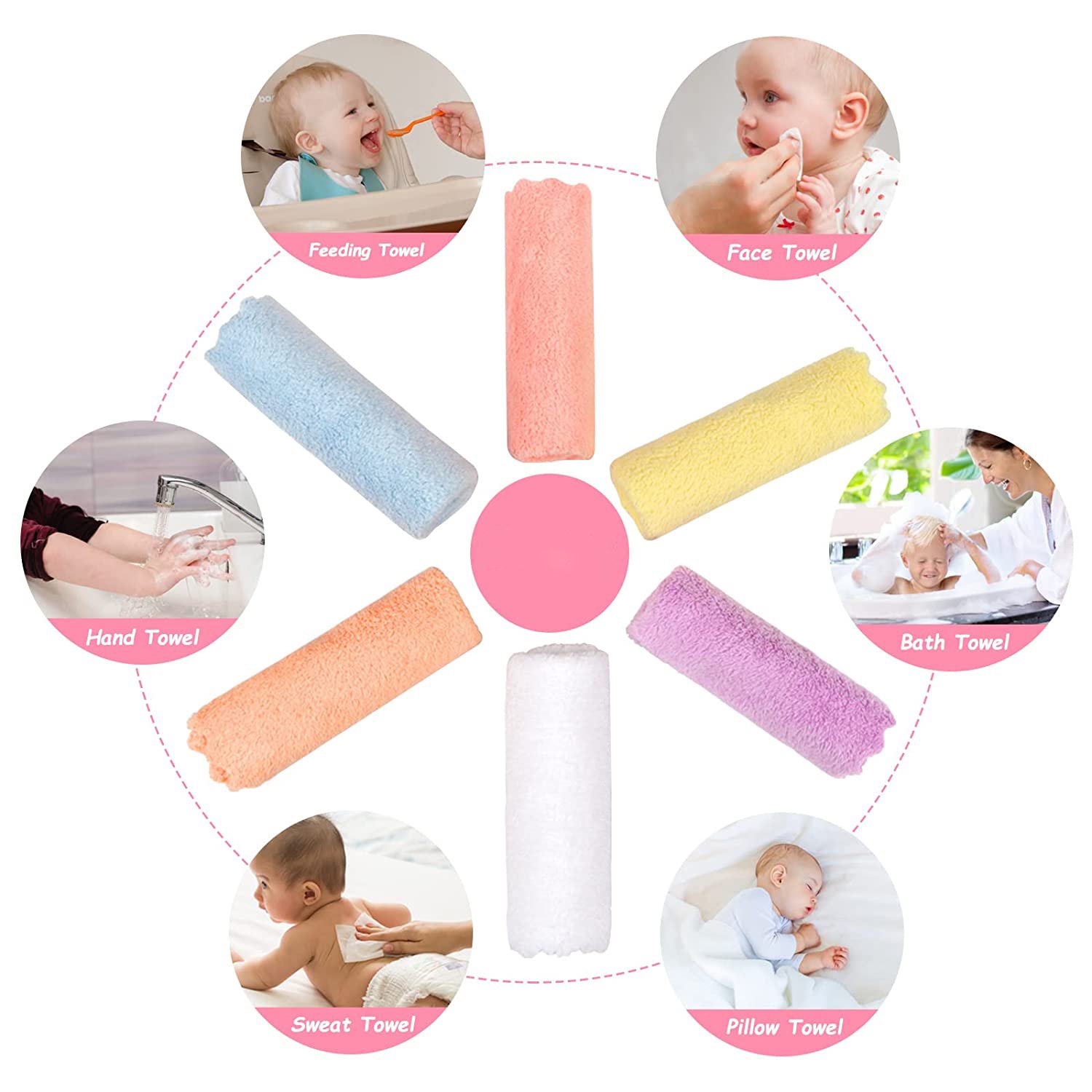 Extra Absorbent Soft custom Logo Multifunction Microfiber Coral Fleece Handkerchief Hand Towel Baby Washcloths