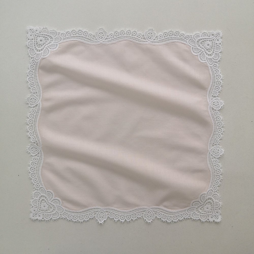 A004-P Ivory Lace Pink Handkerchiefs Cotton Hankies suitable for embroidery or printing Women Ladies Wedding Holiday Gifts