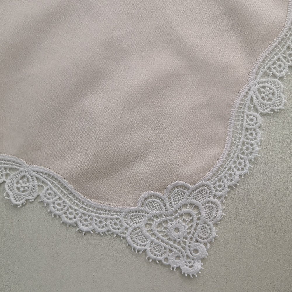A004-P Ivory Lace Pink Handkerchiefs Cotton Hankies suitable for embroidery or printing Women Ladies Wedding Holiday Gifts