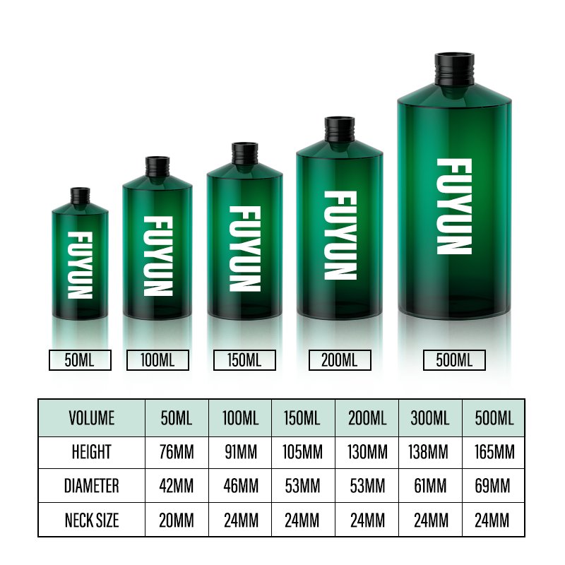 Green Custom Pet Plastic Bottles Eco-friendly 300ml Cosmetic Bottle Stand Up Shampoo Bottle