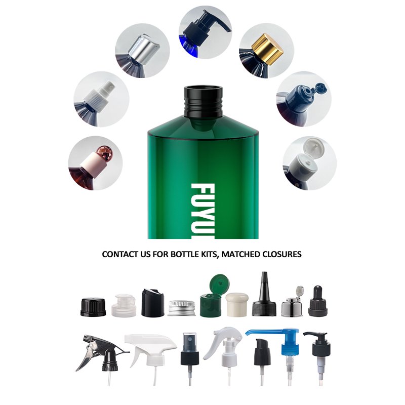 Green Custom Pet Plastic Bottles Eco-friendly 300ml Cosmetic Bottle Stand Up Shampoo Bottle