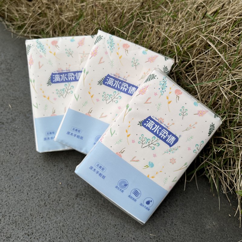 Custom Soft Strong Water Absorption 4 Ply Virgin Wood Pulp Facial Tissues Mini Dinner Napkin Pocket Tissue Handkerchief Paper