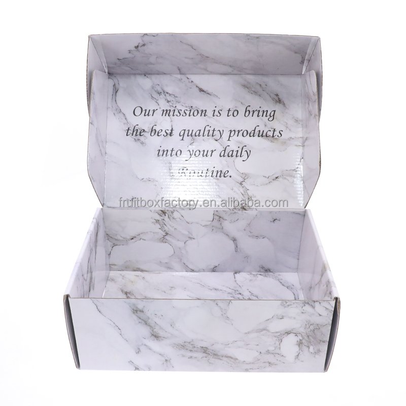 Golden Heart Pattern Marble Printing Cosmetic Box