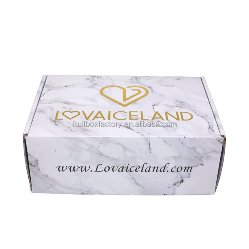Golden Heart Pattern Marble Printing Cosmetic Box