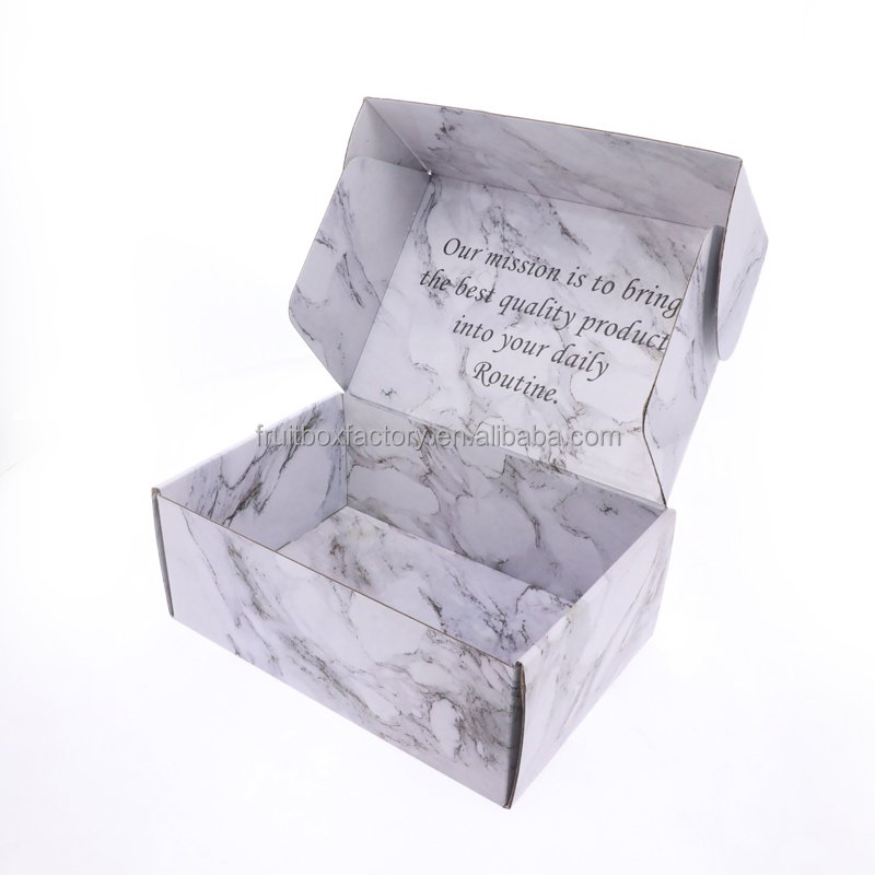 Golden Heart Pattern Marble Printing Cosmetic Box