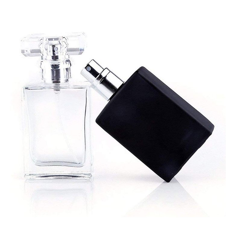 In Stock Fashion Wholesale Luxury Woman 30ml 50ml Black Square Spray Glass Perfume Bottle