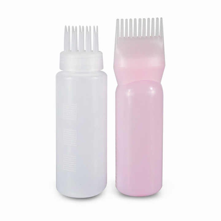 pink blue purple white salon empty clear pp plastic shampoo oil hair dye comb squeeze applicator bottle
