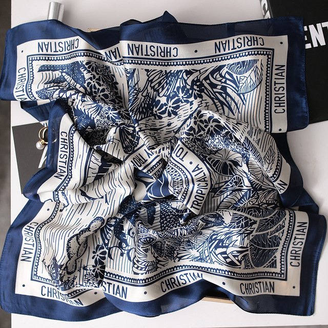 Luxury Brand Silk Scarf Women Soft neckerchife Hijab Female Foulard Floral Printed Scarves Ladies Shawl Bandanna Handkerchief