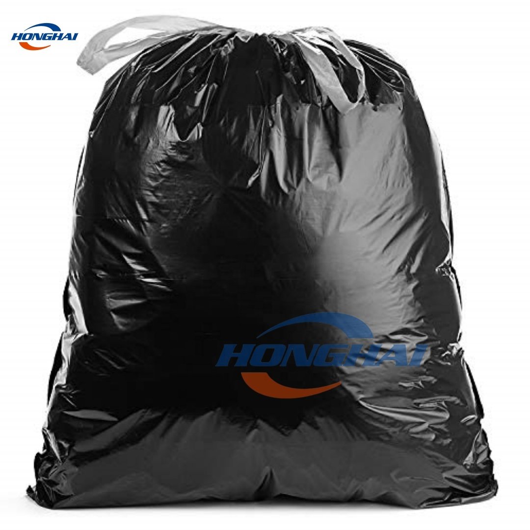 Drawstring garbage bag factory Wholesale Price,45-55 Gallon 1.25 MIL Black Garbage Bags With Drawstrings
