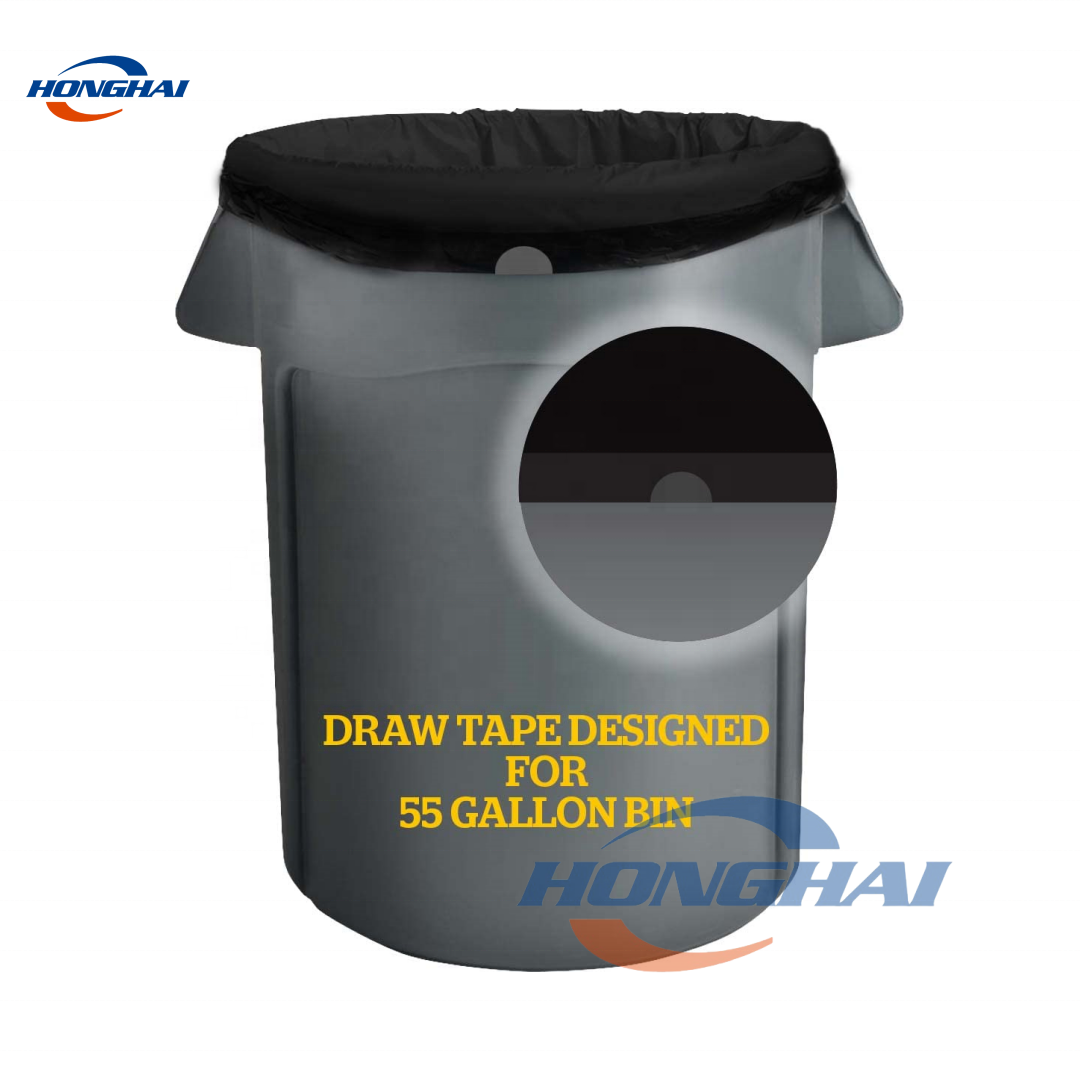 Drawstring garbage bag factory Wholesale Price,45-55 Gallon 1.25 MIL Black Garbage Bags With Drawstrings