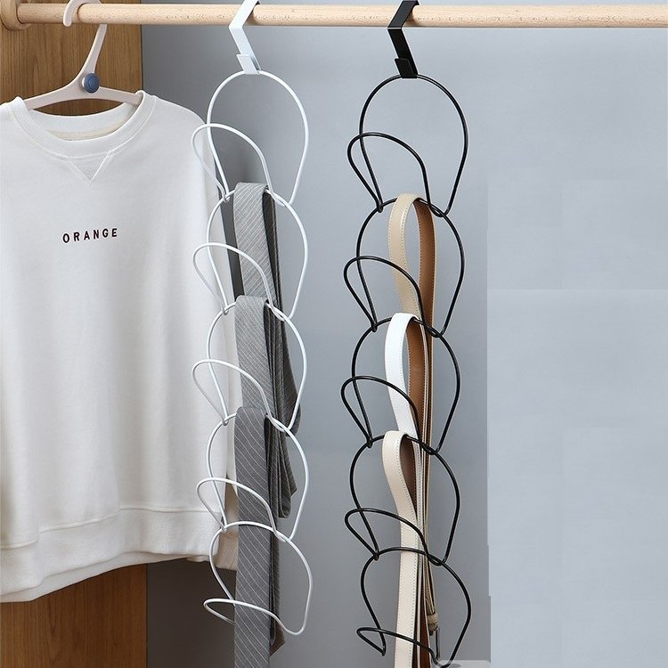 Door Hanging Hat Rack Bag Belt Scarf Wall Metal Storage 5 Hangers /Clothes Accessory Steel Wire Space Save Cabinet Organizer