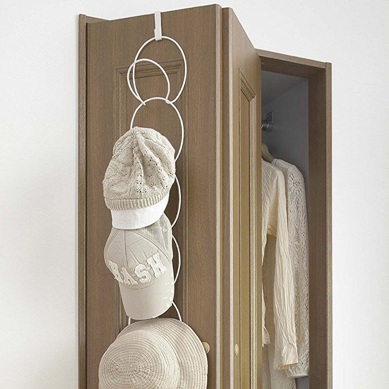 Door Hanging Hat Rack Bag Belt Scarf Wall Metal Storage 5 Hangers /Clothes Accessory Steel Wire Space Save Cabinet Organizer
