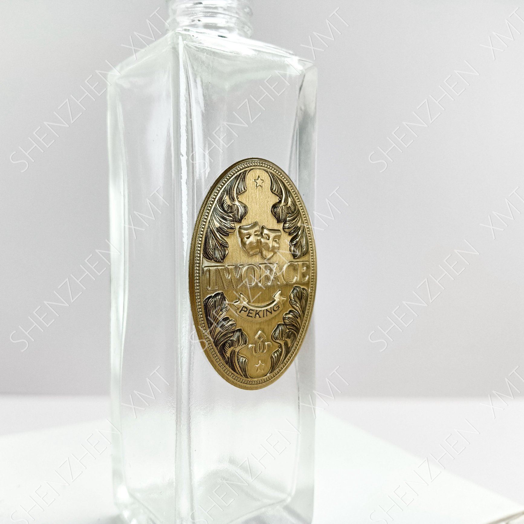 Customized Glass Essential Oil Bottle Care Packaging Metal Logo Label Sticker for Hand Sanitizer Bottle